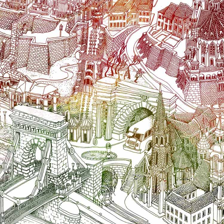 Budapest Art Map - Autumn Colors