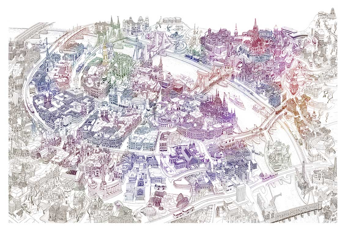 Budapest 3D Map - Colorful