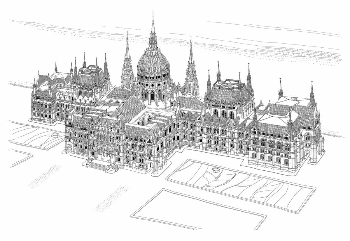 The Parliament, Budapest - Black and White