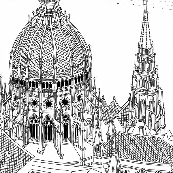 The Parliament, Budapest - Black and White