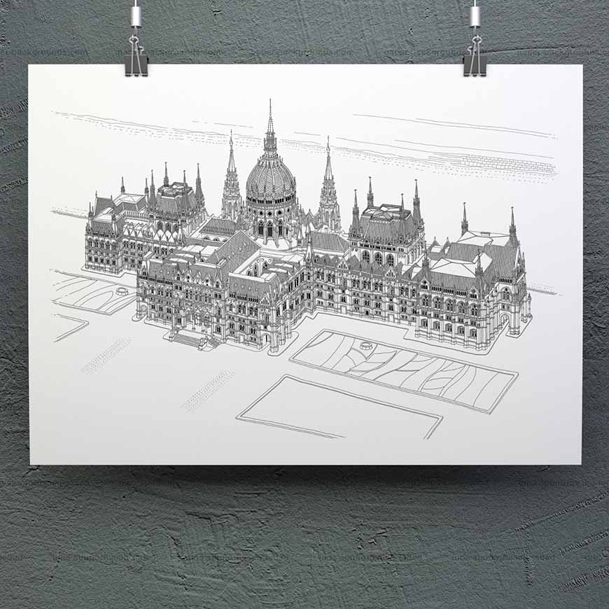 The Parliament, Budapest - Black and White
