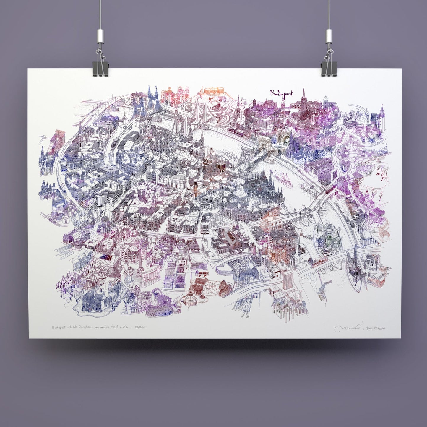 Budapest Art Map - Bluish-Purple