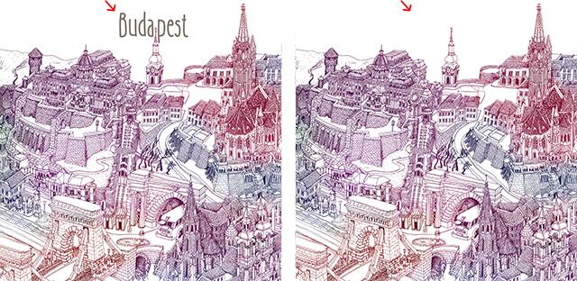 Budapest rajzos 3D térkép (színes)
