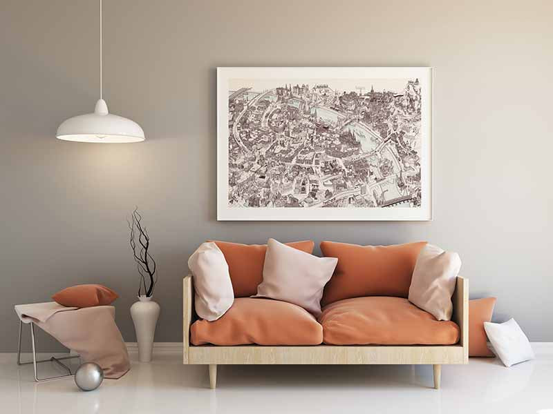Budapest 3D Map - Brown (canvas)