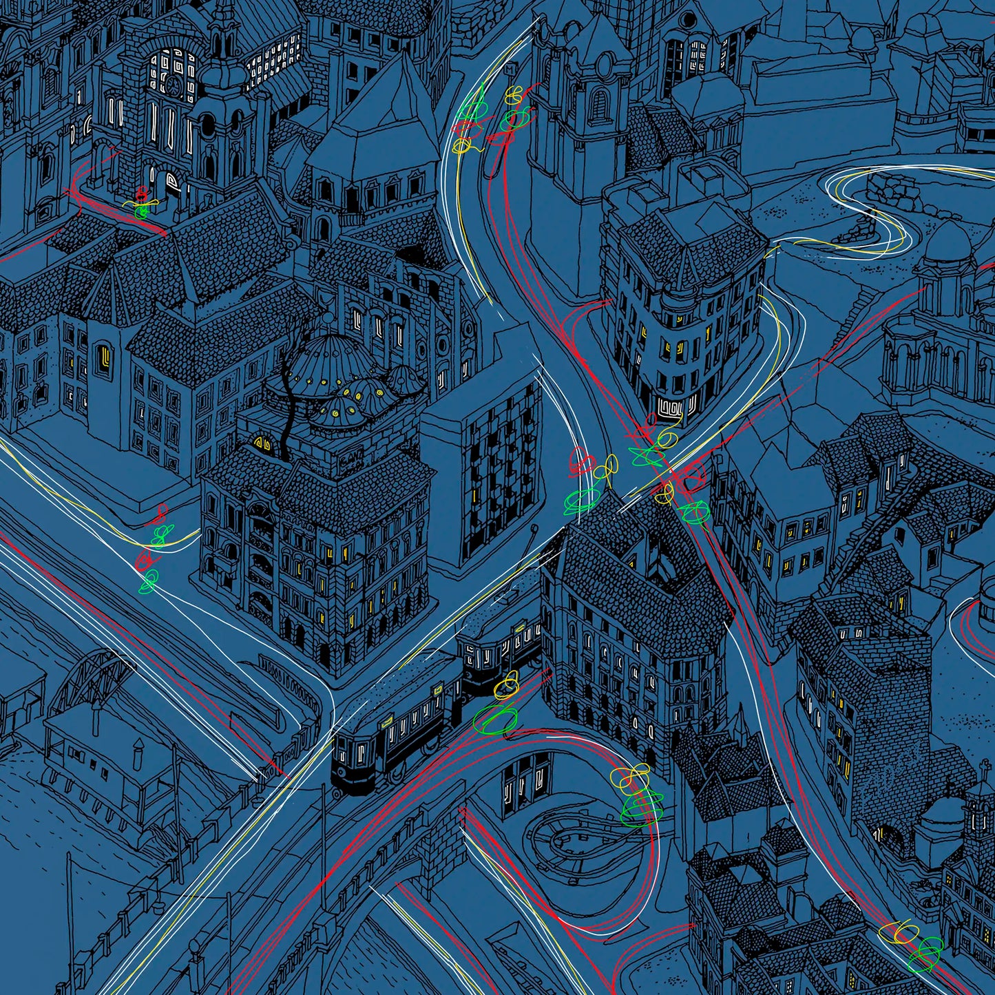 Budapest PANORAMA Art Map - Approaching Night