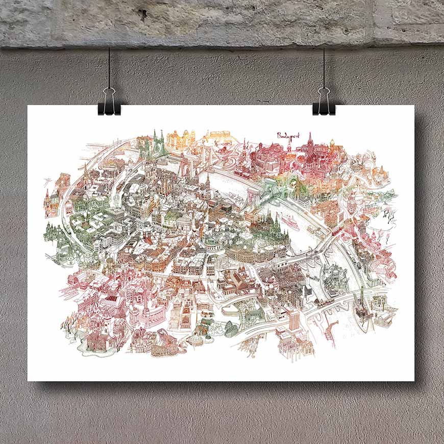 Budapest Art Map - Autumn Colors