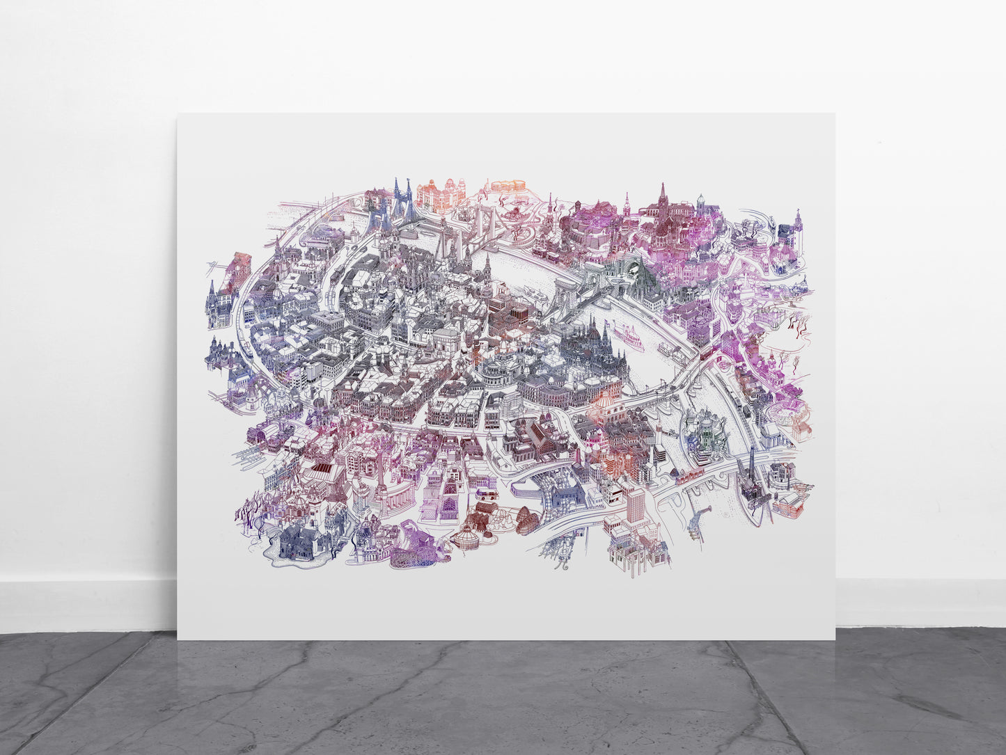 Budapest Art Map - Bluish-Purple (paper)