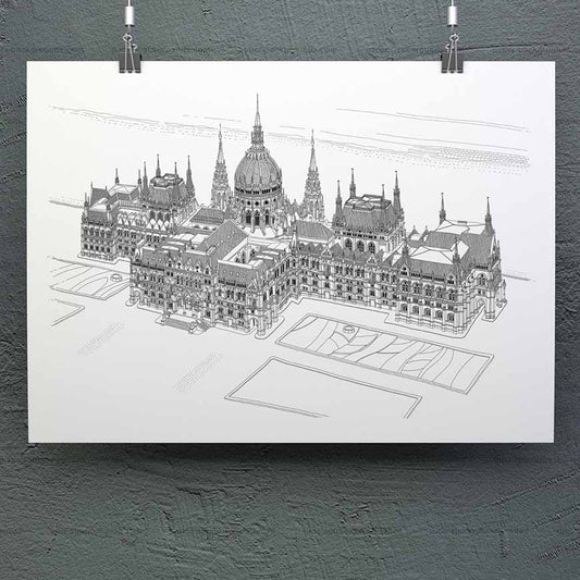 The Parliament - Budapest (Black and White)