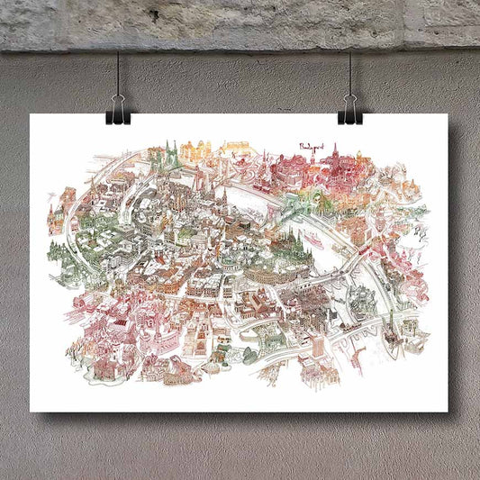 Budapest Art Map - Autumn Colors (paper)